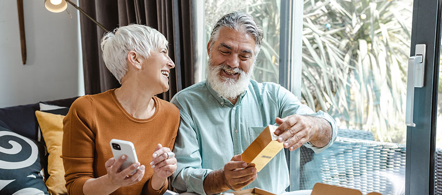 Older couple with a package