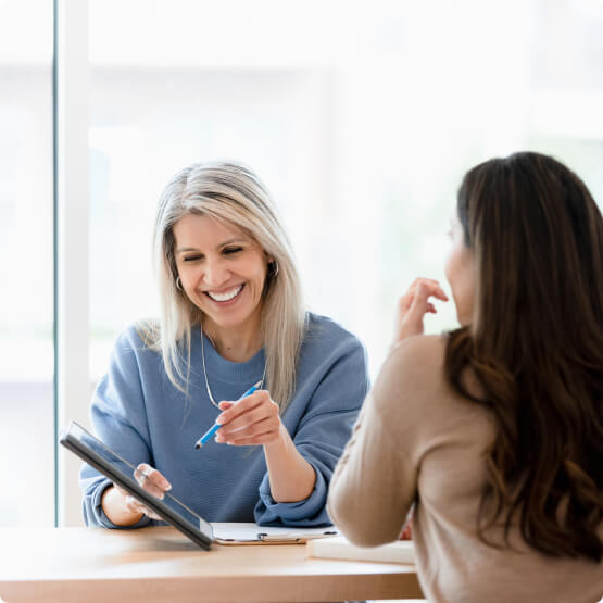 Two women in a meeting